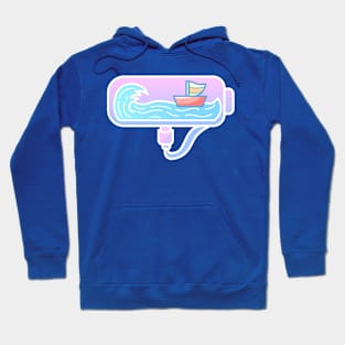 Boat and wave on Battery Hoodie